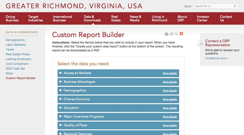 A new custom report builder generates proposals for download in PDF format.