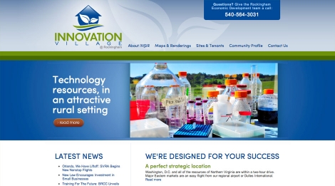 The Innovation Village @ Rockingham homepage focuses on the key advantages of the park.