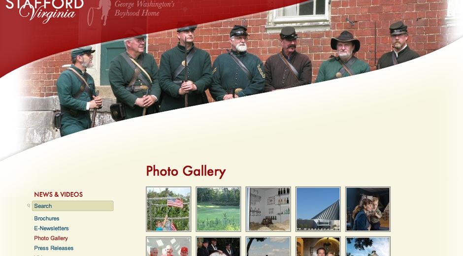 A photo gallery helps give visitors a sense of place and the rich history of the county.
